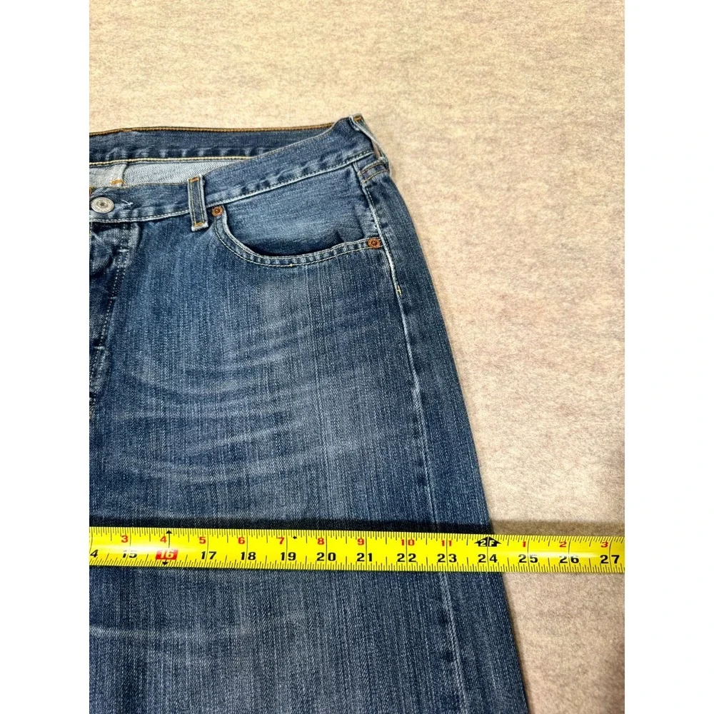 Levis 501‎ Straight Fit Jeans Mens 36x32 Blue Whiskering Denim Cotton Button Fly